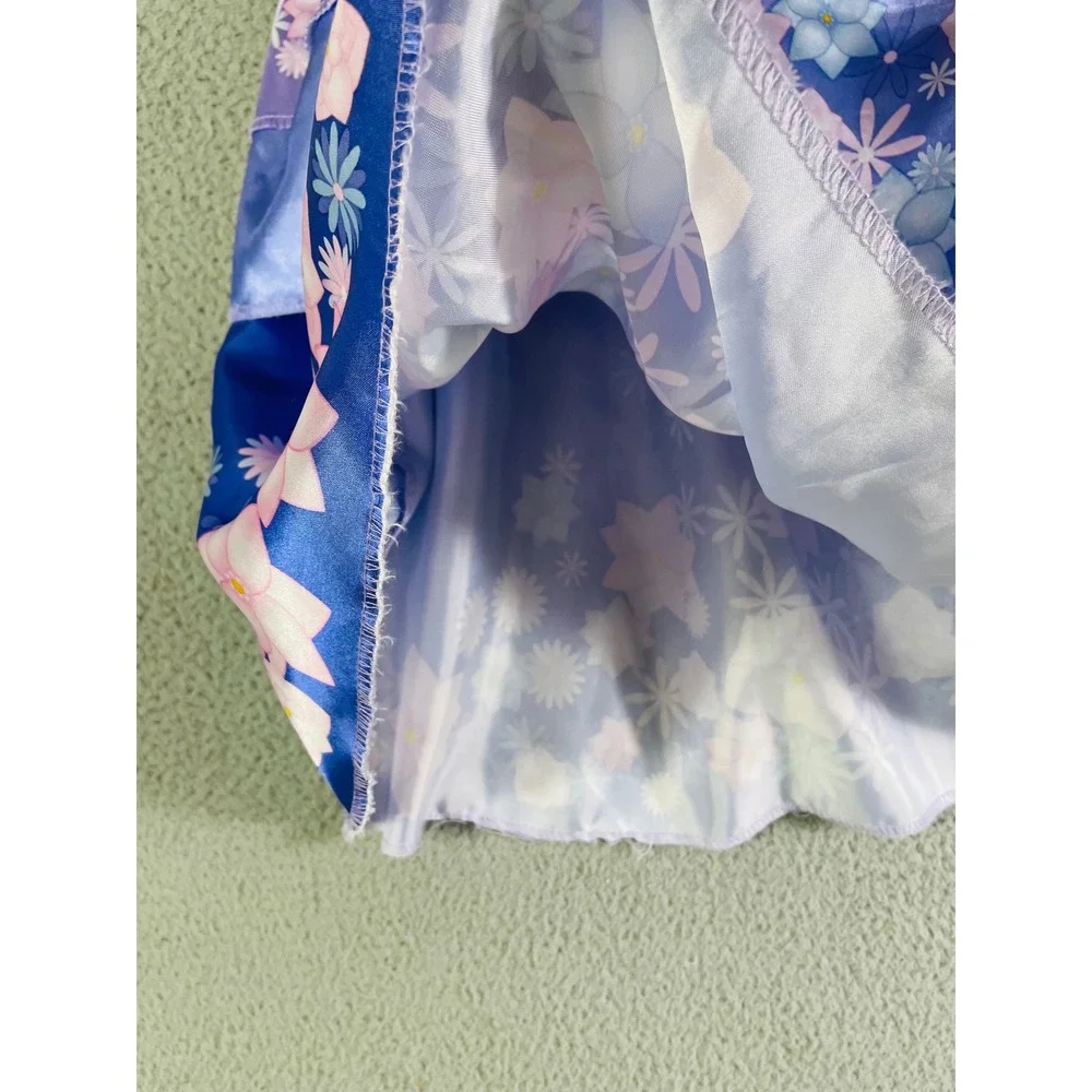 Disney‎ Encanto Costume Dress Floral Print Purple Blue Girl's Size 4-6X